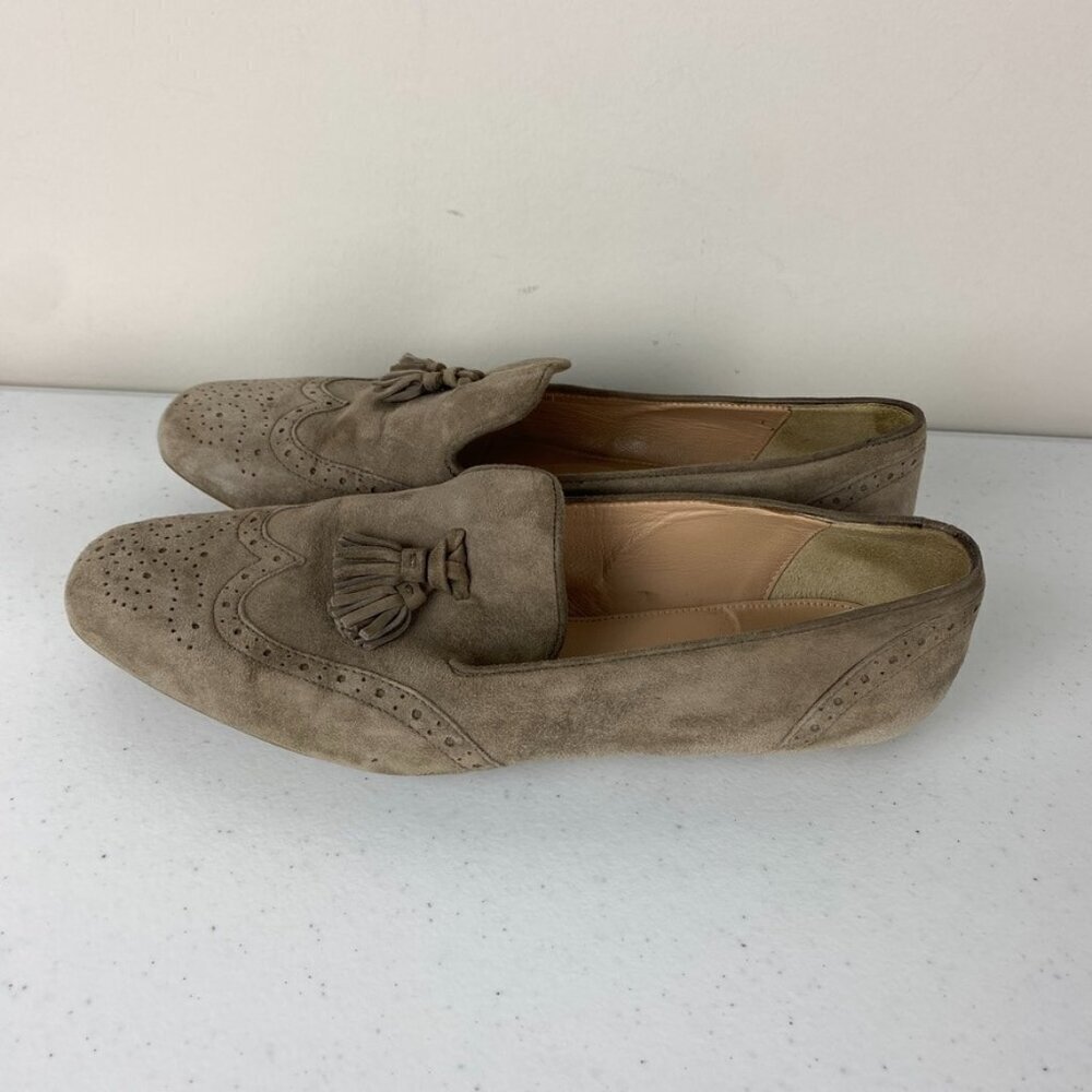 J Crew Georgie Suede Tassel Loafers Tan Womens 8